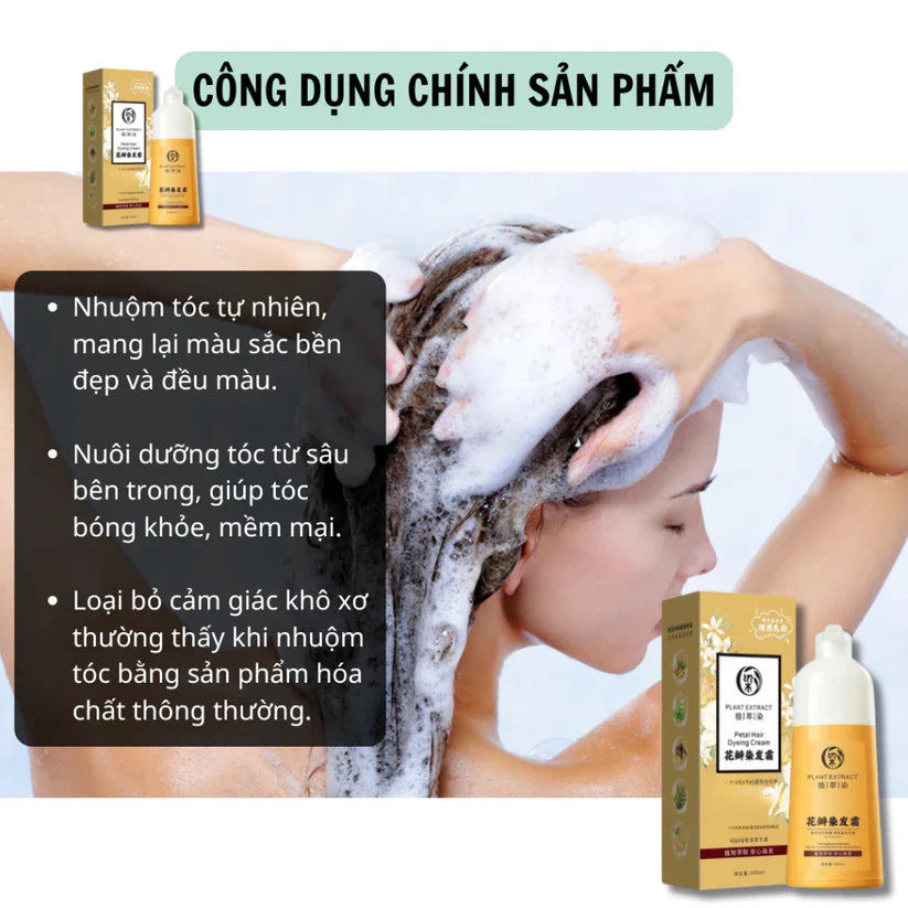 Herbal Plant Extract Hair Dye Shampoo - Naturally dyes hair black, nourishes hair from within, eliminates dryness and brittleness.